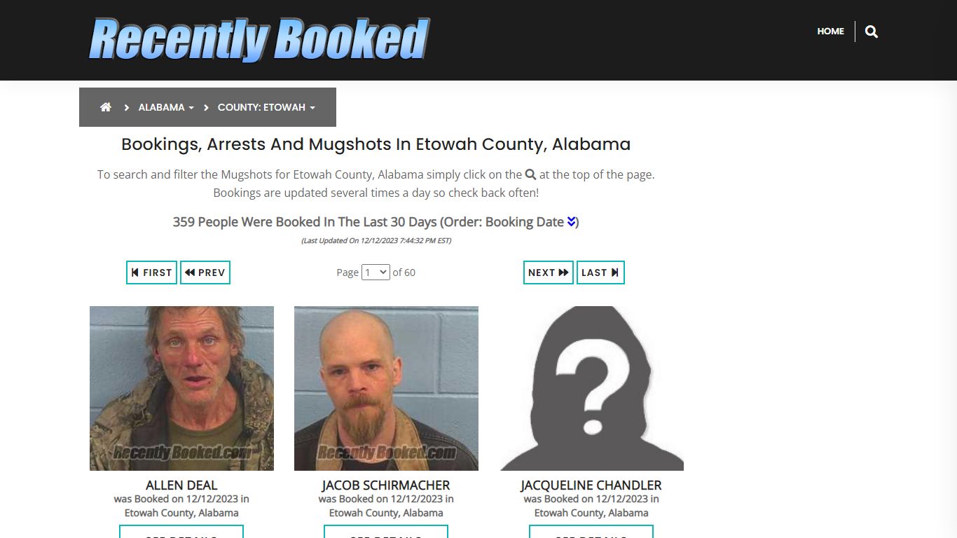 Bookings, Arrests and Mugshots in Etowah County, Alabama - Recently Booked